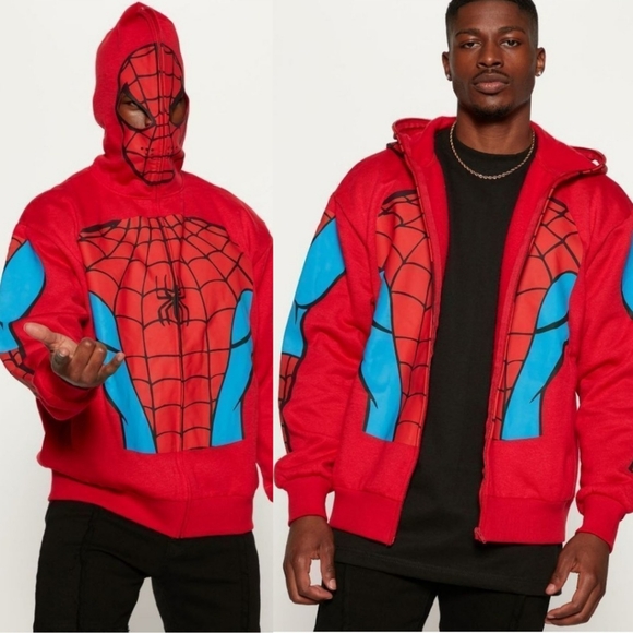 Marvel Other - MARVEL Spider-Man Zip Up Hoodie Face Mask NWOT - Halloween, Cosplay